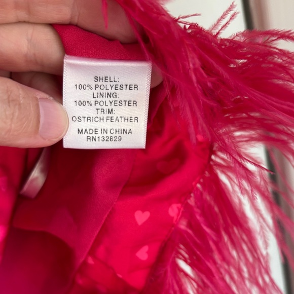NWT Lovers + Friends “Maisey” Skirt Mini Pink Heart Coquette Ostrich Trim Size M - Picture 5 of 8